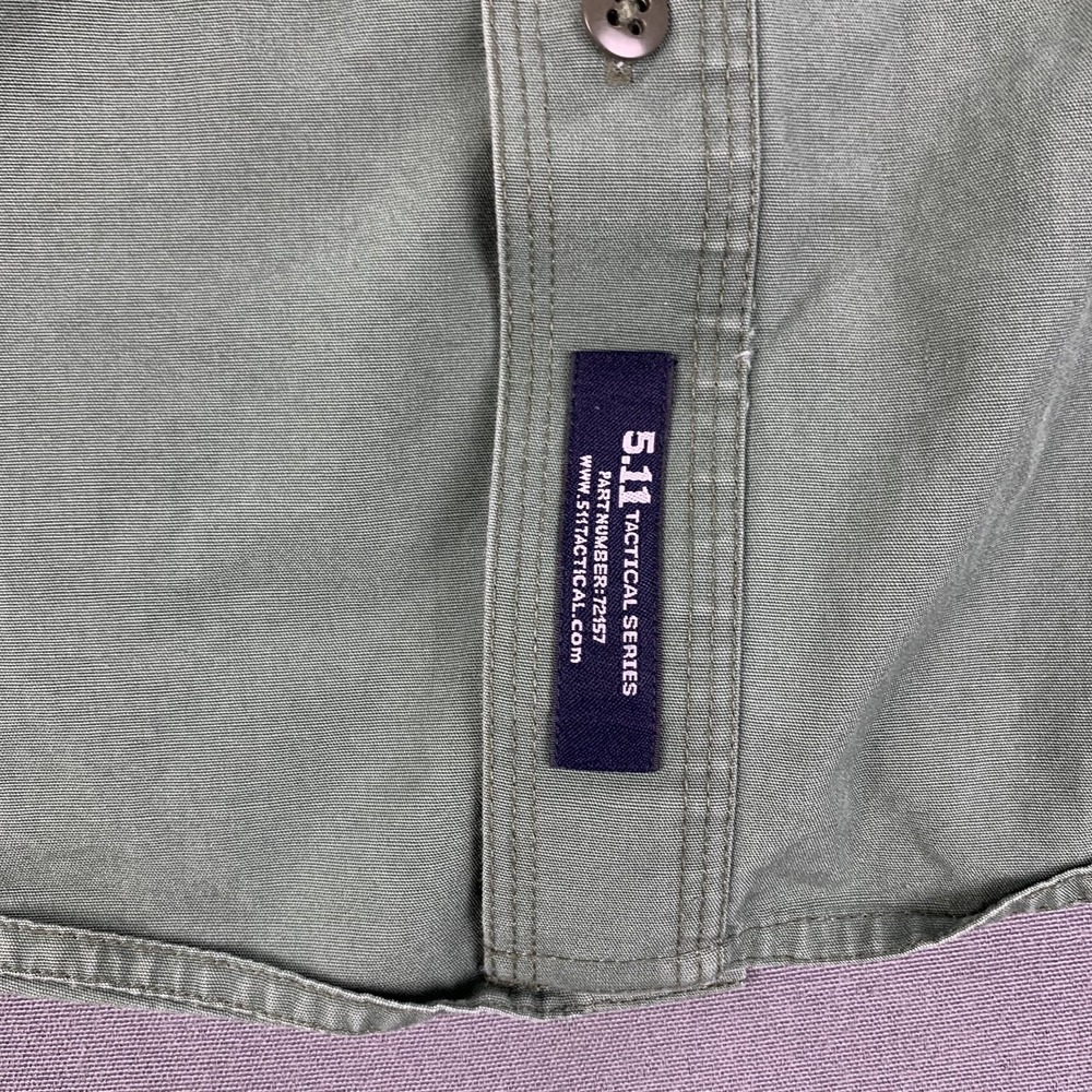5.11 Tactical Shirt Mens MED Olive Green Long Sleeve Button Front Vented Twill - Picture 3 of 16